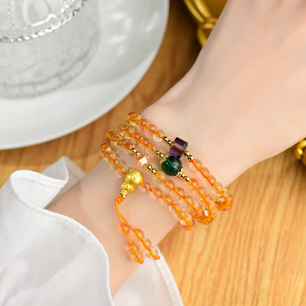 Buddhazens 108 Mala Beads Citrine Happiness Bracelet Mala Bracelet BS 3