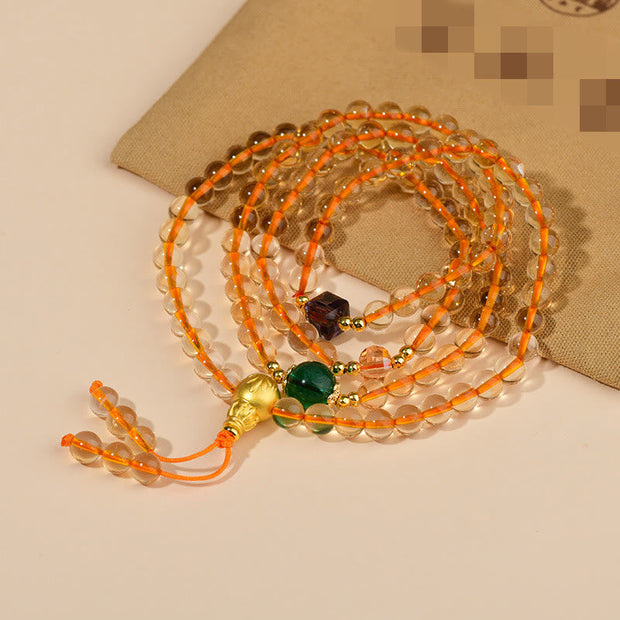 Buddhazens 108 Mala Beads Citrine Happiness Bracelet Mala Bracelet BS Citrine(Wrist Circumference: 14-16cm)