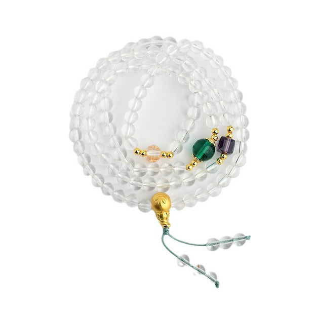 Buddhazens 108 Mala Beads White Crystal Clarity Bracelet Mala Bracelet BS 8