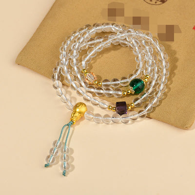Buddhazens 108 Mala Beads White Crystal Clarity Bracelet Mala Bracelet BS White Crystal(Wrist Circumference: 14-16cm)