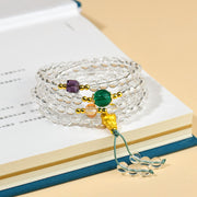 Buddhazens 108 Mala Beads White Crystal Clarity Bracelet Mala Bracelet BS 1