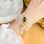 Buddhazens 108 Mala Beads White Crystal Clarity Bracelet Mala Bracelet BS 6