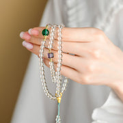 Buddhazens 108 Mala Beads White Crystal Clarity Bracelet Mala Bracelet BS 4