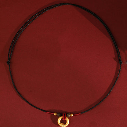 Buddha Stones 999 Pure Gold Agarwood Year of the Snake Necklace Pendant