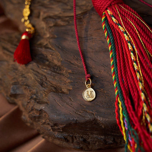 Buddhazens 18 Beads Copper Coins Tibet Tassel Red Agate Calm Wrist Mala