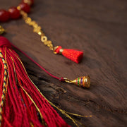 Buddhazens 18 Beads Copper Coins Tibet Tassel Red Agate Calm Wrist Mala