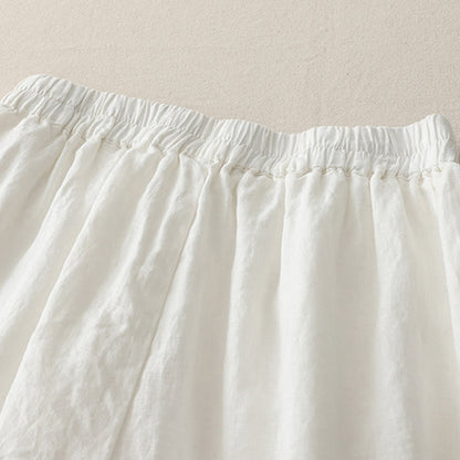 Buddha Stones Casual Plain Tucker Pleats Elastic Women's Polyester Wide Leg Pants With Pockets