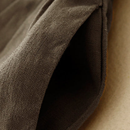 Buddha Stones Summer Casual Pleat Plain Cotton Linen Women's Shorts With Pockets