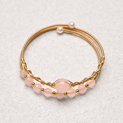 FREE Today: Healing and Compassion Natural Rose Quartz Metal Cuff Bracelet Bangle