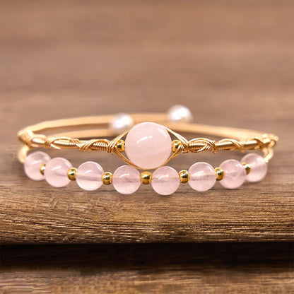 FREE Today: Healing and Compassion Natural Rose Quartz Metal Cuff Bracelet Bangle