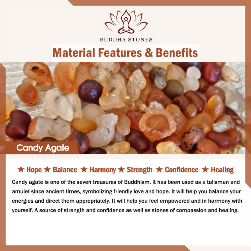 Buddha Stones Natural Nine Tailed Fox Orange Candy Agate Healing Bracelet