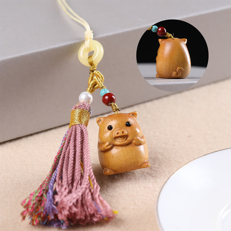FREE Today: Healing and Calm Sandalwood 12 Chinese Zodiac Colorful Tassel Accessories Keychain
