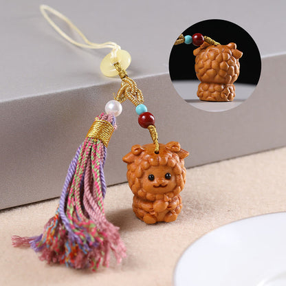 FREE Today: Healing and Calm Sandalwood 12 Chinese Zodiac Colorful Tassel Accessories Keychain