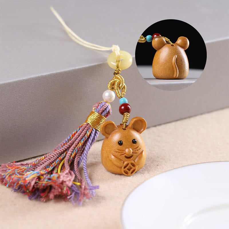 FREE Today: Healing and Calm Sandalwood 12 Chinese Zodiac Colorful Tassel Accessories Keychain