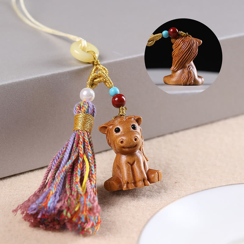 FREE Today: Healing and Calm Sandalwood 12 Chinese Zodiac Colorful Tassel Accessories Keychain