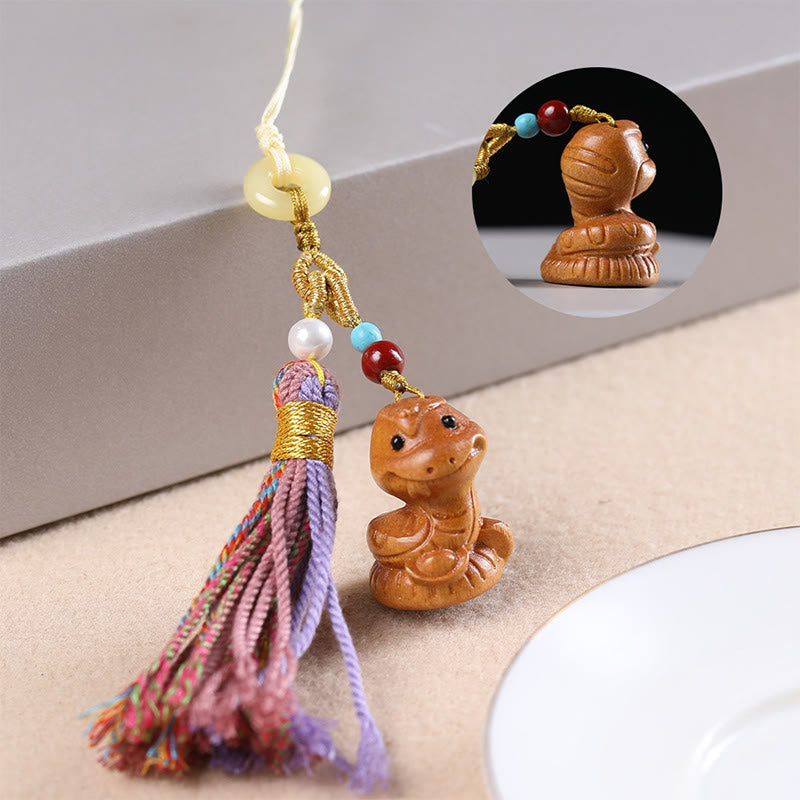 FREE Today: Healing and Calm Sandalwood 12 Chinese Zodiac Colorful Tassel Accessories Keychain