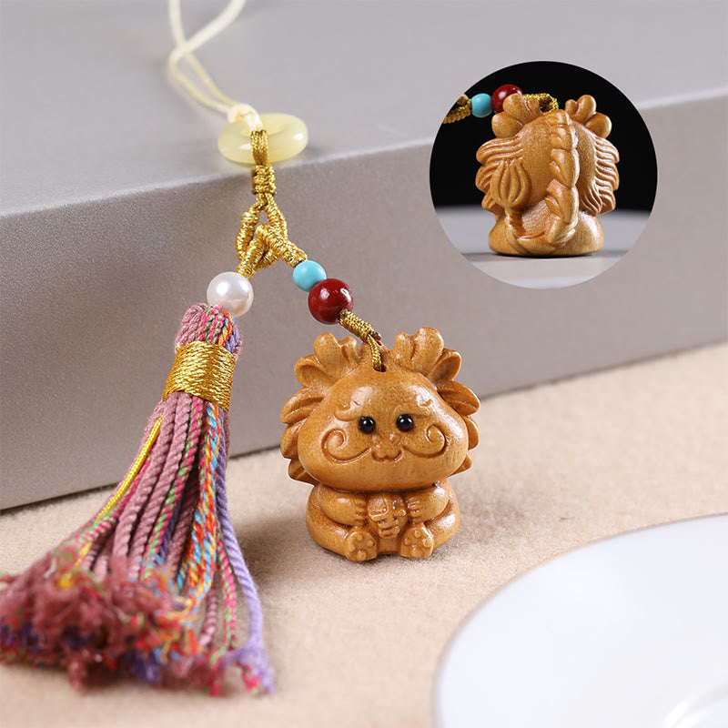 FREE Today: Healing and Calm Sandalwood 12 Chinese Zodiac Colorful Tassel Accessories Keychain