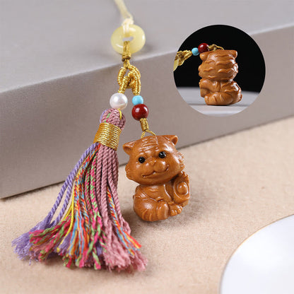 FREE Today: Healing and Calm Sandalwood 12 Chinese Zodiac Colorful Tassel Accessories Keychain