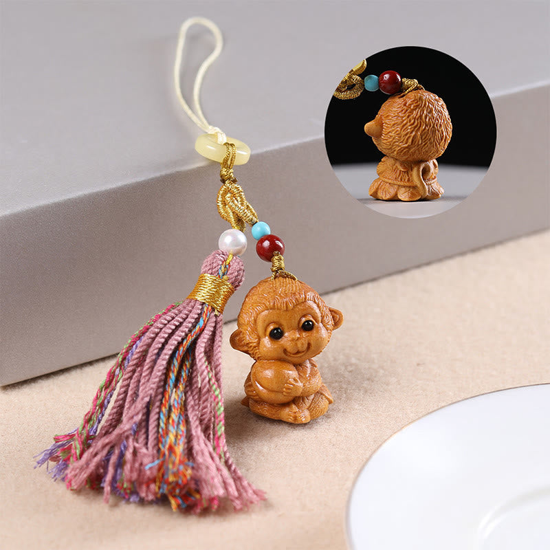 FREE Today: Healing and Calm Sandalwood 12 Chinese Zodiac Colorful Tassel Accessories Keychain