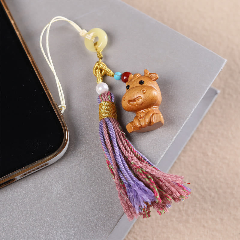 FREE Today: Healing and Calm Sandalwood 12 Chinese Zodiac Colorful Tassel Accessories Keychain