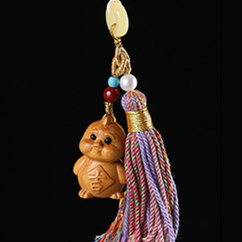 FREE Today: Healing and Calm Sandalwood 12 Chinese Zodiac Colorful Tassel Accessories Keychain