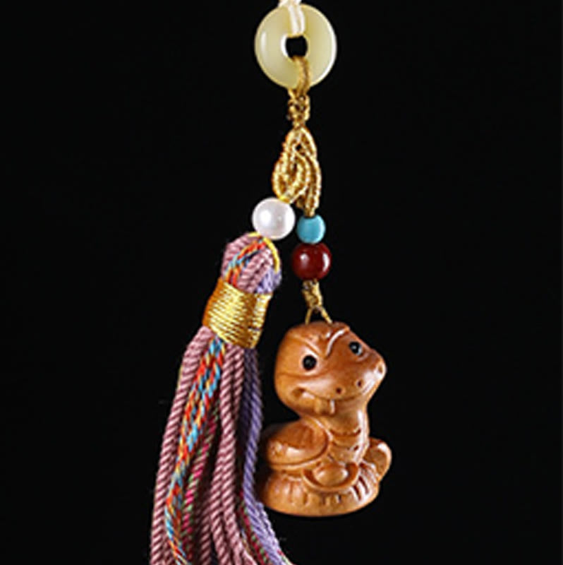 FREE Today: Healing and Calm Sandalwood 12 Chinese Zodiac Colorful Tassel Accessories Keychain