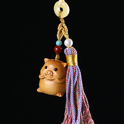 FREE Today: Healing and Calm Sandalwood 12 Chinese Zodiac Colorful Tassel Accessories Keychain