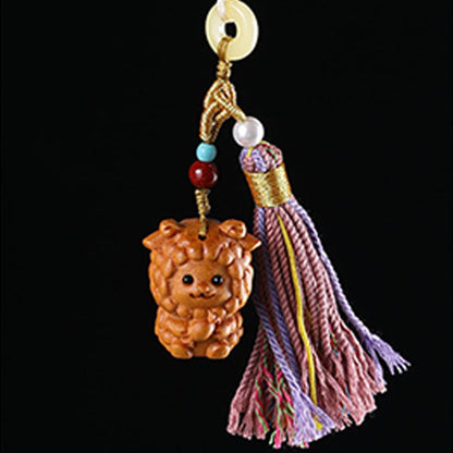 FREE Today: Healing and Calm Sandalwood 12 Chinese Zodiac Colorful Tassel Accessories Keychain