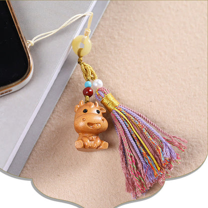 FREE Today: Healing and Calm Sandalwood 12 Chinese Zodiac Colorful Tassel Accessories Keychain