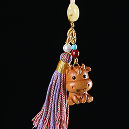 FREE Today: Healing and Calm Sandalwood 12 Chinese Zodiac Colorful Tassel Accessories Keychain