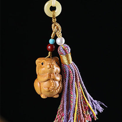 FREE Today: Healing and Calm Sandalwood 12 Chinese Zodiac Colorful Tassel Accessories Keychain