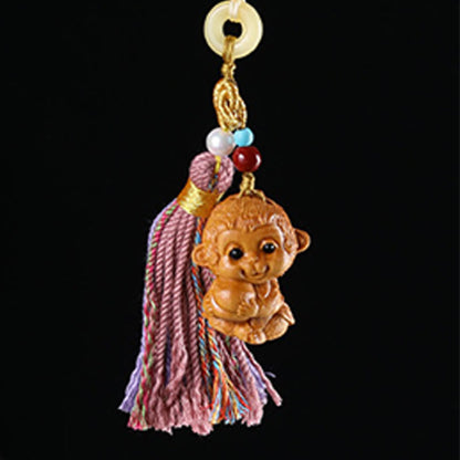 FREE Today: Healing and Calm Sandalwood 12 Chinese Zodiac Colorful Tassel Accessories Keychain