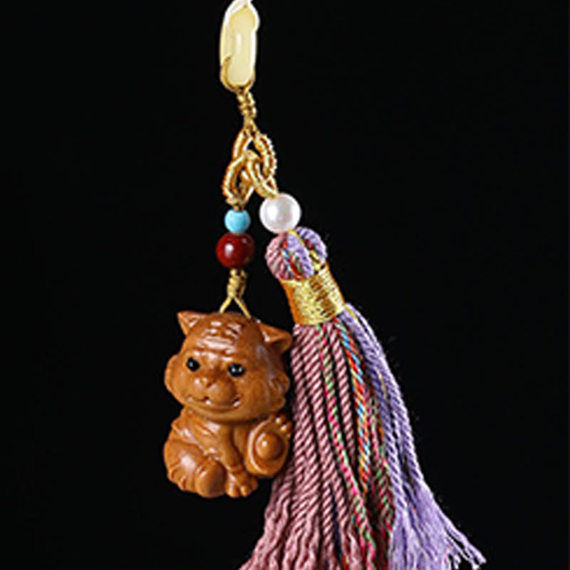 FREE Today: Healing and Calm Sandalwood 12 Chinese Zodiac Colorful Tassel Accessories Keychain
