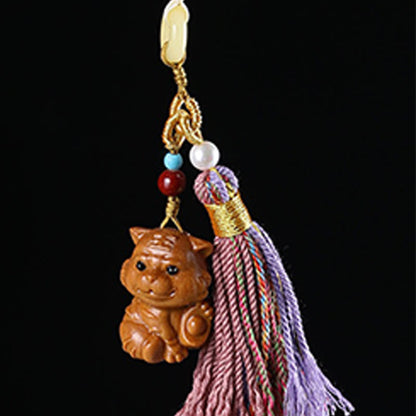 FREE Today: Healing and Calm Sandalwood 12 Chinese Zodiac Colorful Tassel Accessories Keychain
