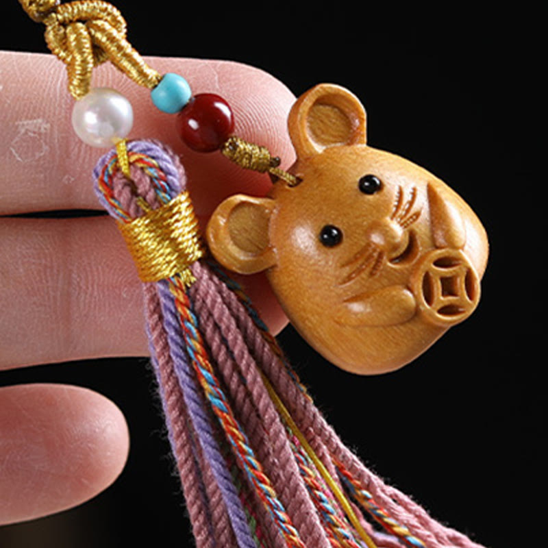FREE Today: Healing and Calm Sandalwood 12 Chinese Zodiac Colorful Tassel Accessories Keychain