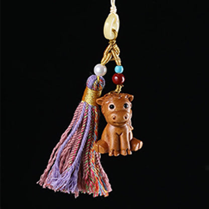 FREE Today: Healing and Calm Sandalwood 12 Chinese Zodiac Colorful Tassel Accessories Keychain