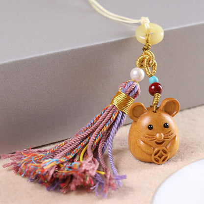 FREE Today: Healing and Calm Sandalwood 12 Chinese Zodiac Colorful Tassel Accessories Keychain