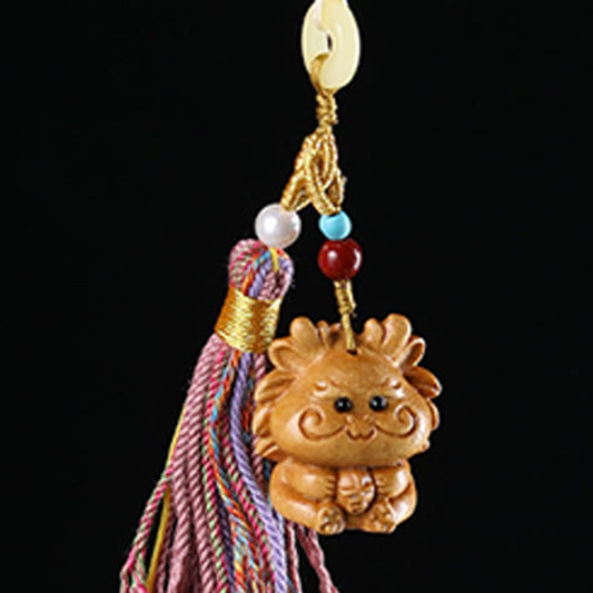 FREE Today: Healing and Calm Sandalwood 12 Chinese Zodiac Colorful Tassel Accessories Keychain