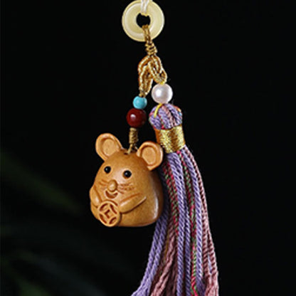 FREE Today: Healing and Calm Sandalwood 12 Chinese Zodiac Colorful Tassel Accessories Keychain