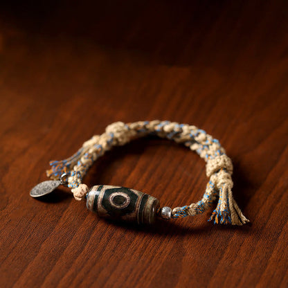 FREE Today: Wealth and Protection Handmade Tibetan Dzi Bead Braided String Bracelet