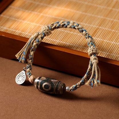 FREE Today: Wealth and Protection Handmade Tibetan Dzi Bead Braided String Bracelet