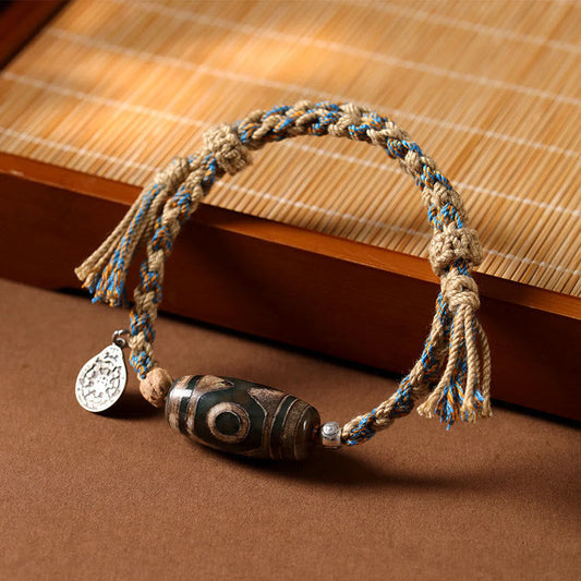 FREE Today: Wealth and Protection Handmade Tibetan Dzi Bead Braided String Bracelet