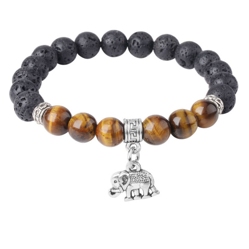 FREE Today: Support Healing Black Lava Rock Crystal Beads Animal Pattern Bracelet