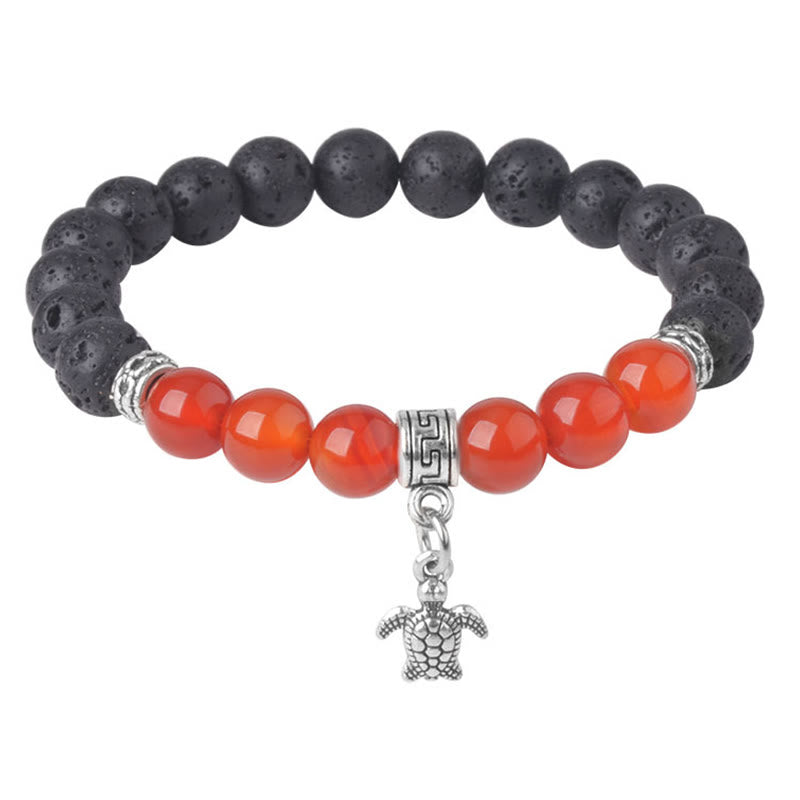 FREE Today: Support Healing Black Lava Rock Crystal Beads Animal Pattern Bracelet