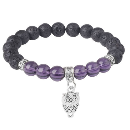 FREE Today: Support Healing Black Lava Rock Crystal Beads Animal Pattern Bracelet