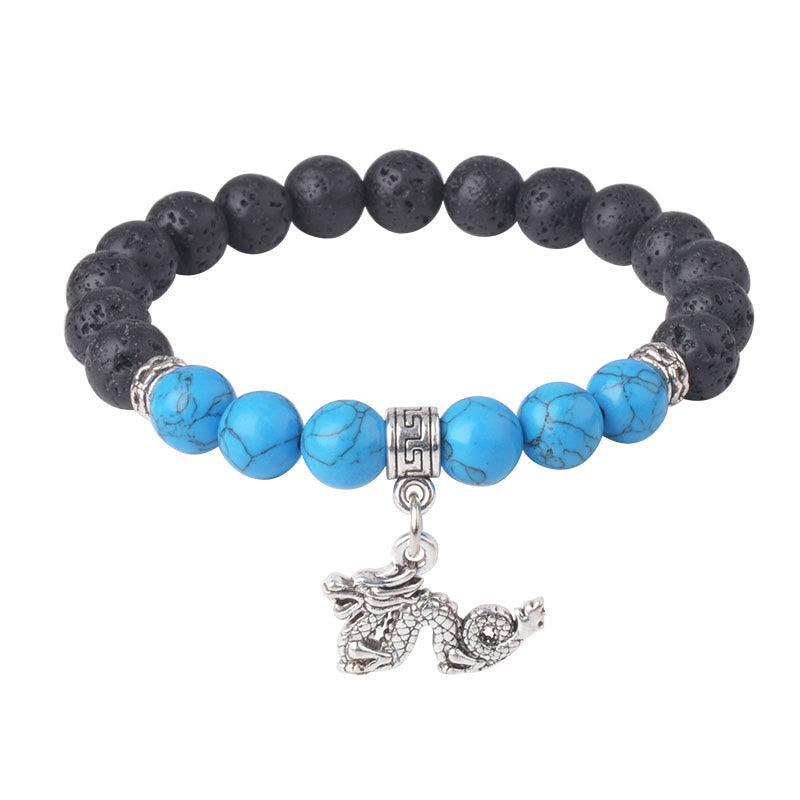 FREE Today: Support Healing Black Lava Rock Crystal Beads Animal Pattern Bracelet