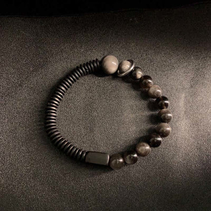 FREE Today: Soothing and Protection Silver Sheen Obsidian Coconut Shell Bracelet