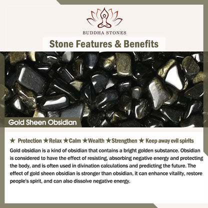 Buddha Stones 925 Sterling Silver Silver Sheen Obsidian Gold Sheen Obsidian Cat Soothing Bracelet
