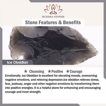 Buddha Stones 925 Sterling Silver Cat Natural Ice Obsidian Positive Bracelet
