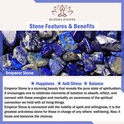 Buddha Stonesnatural Colorful Emperor Stone Lotus Pattern Anti-stress Bracelet